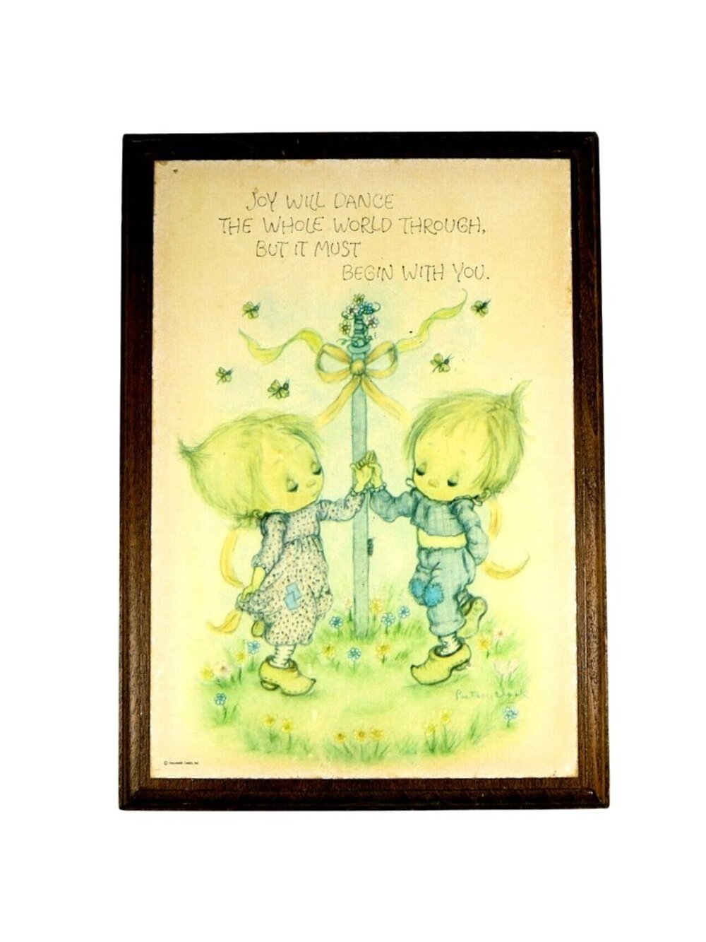 Betsey Clark Joy Will Dance Plaque, Hallmark 1970s Vintage Cottage Wall Art